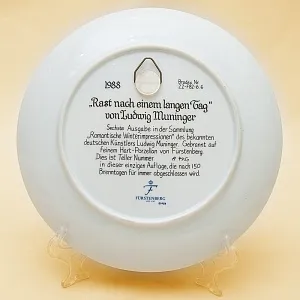 Коллекционная Тарелка  «Отдых после долгого дня» Фарфор Furstenberg Германия -1988 год.