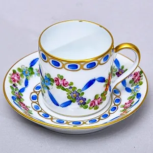 Коллекционная Кофейная Пара «Цветочная гирлянда», Фарфор Лимож / Limoges Франция.