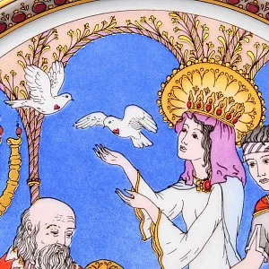 Коллекционная Фарфоровая тарелка из серии РОЖДЕСТВО - «Хвалебная песнь Симеона», Hutschenreuther Германия - 1988 год.