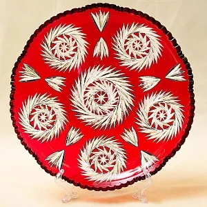 Сервировочное Блюдо - Фруктовница Красного Хрусталя GUTEZEICHEN Германия D-29 см., конец 60-х гг.