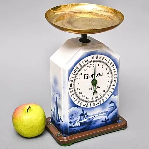 Антикварные Кухонные Весы в Фарфоровом корпусе Gloriosa, Голландия начало ХХ века.