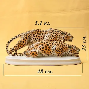 Редкость! Большая Фарфоровая Статуэтка «Два Ягуара На Охоте», Schwarzburger, Германия -1925 год.