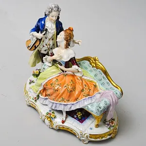 Коллекционная Фарфоровая Статуэтка «Музыкальный Дуэт», Unterweissbach 1958 - 1976 годы.