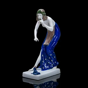 Редкость! Антикварная Фарфоровая статуэтка «Заклинательница змей», ROSENTHAL Германия -1919 год.