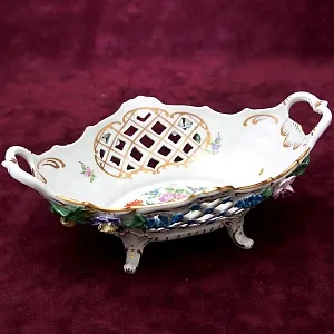 Фарфоровая Сухарница - Корзинка для выпечки - Вазочка - Конфетница «Цветение Лета» SP Dresden Германия