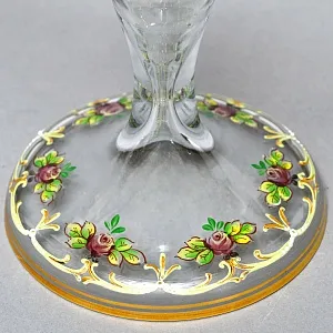 Редкость! Стеклянная Ваза - Фруктовница - Компотьер, роспись Эмали, JOSEPHINENHUTTE, Германия -50 гг. 