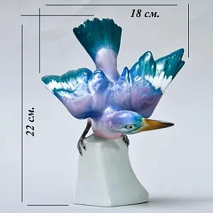 Антикварная Фарфоровая Статуэтка «Птица - Зимородок». Karl Ens Германия, первая половина ХХ века.