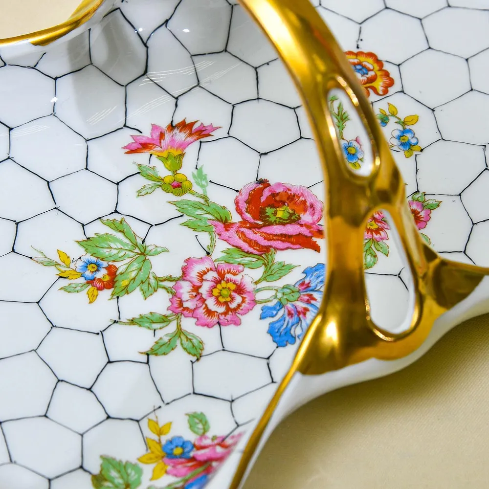 Винтажная Сервировочная Корзинка - Менажница «Букет» Фарфор Limoges Лимож Франция.