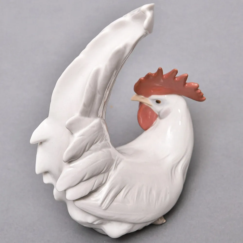 Коллекционная Фарфоровая статуэтка «Белый Петух», Lladro Испания, 1969 - 1979 годы. 