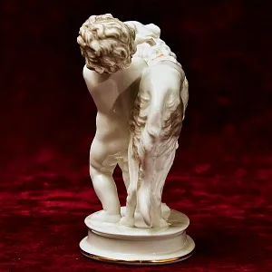 Антикварная Фарфоровая Статуэтка «ПУТТИ И СОБАКА БОРЗАЯ», ROSENTHAL Германия - 1934 год.