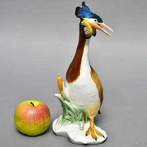 Редкость!  Птица - Большая Фарфоровая статуэтка «Чомга - Поганка» Карл Энс / Karl Ens, Германия -50 гг.