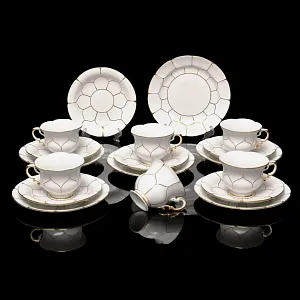 Чайный Набор на 6-ть персон «Белое Золото», Фарфор MEISSEN, Германия - 70-е годы ХХ века.