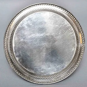 Старинный Круглый Поднос, Мелталл Silverplated, SHEFFIELD Англия первая половина ХХ века.