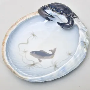 Коллекционное Фарфоровое Блюдо для морепродуктов «КРАБ», Royal Copenhagen Дания, 1966 год.