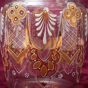 «Золотой узор» - Бисквитница - Сахарница - Баночка с крышкой, Стекло Англия 30-е годы ХХ века.