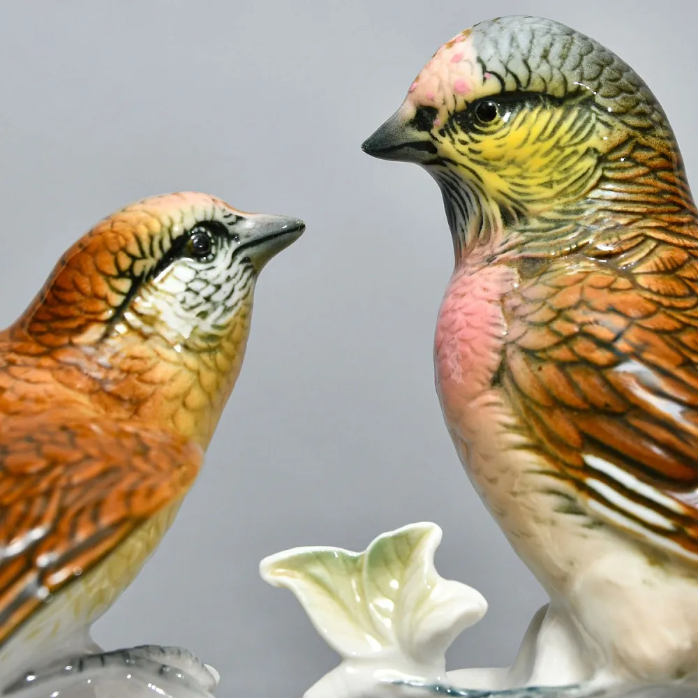 Пара Птиц - Фарфоровая Статуэтка «Чечётки», Karl Ens, Германия - середина ХХ века.