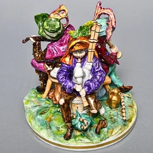 Коллекционная Фарфоровая статуэтка «Средневековые музыканты», Германия середина XX века.