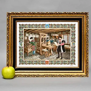 Редкость! Фарфоровая Картина - Пласт «ПЕЧАТНИК», DÉCORS DE PARIS Франция, вторая половина ХХ века.