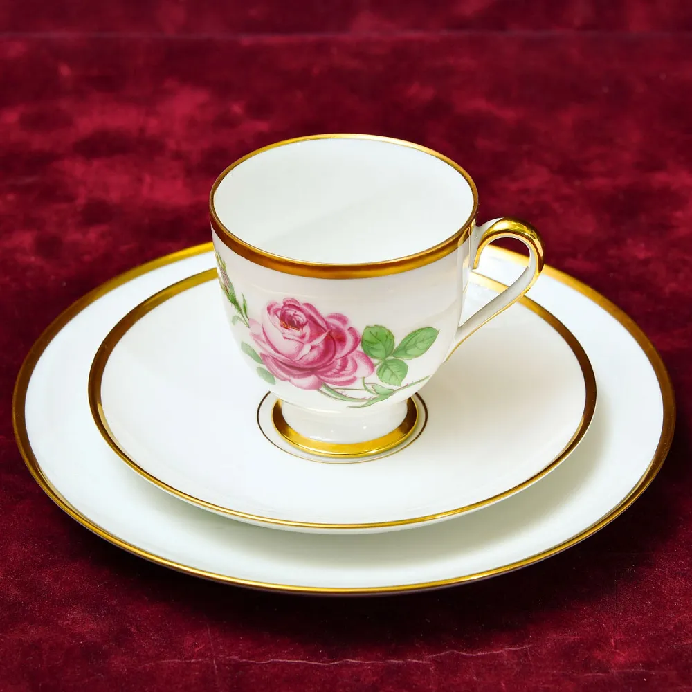Коллекционная Чайная тройка «РОЗА», фарфор FURSTENBERG Германия, середина ХХ века.