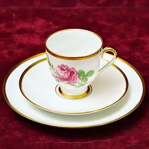 Коллекционная Чайная тройка «РОЗА», фарфор FURSTENBERG Германия, середина ХХ века.