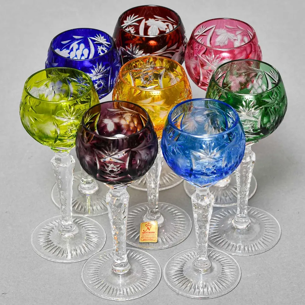 Полный Набор, все 8-мь Цветов! Хрустальные рюмки из серии «Виноград», NACHTMANN Германия.