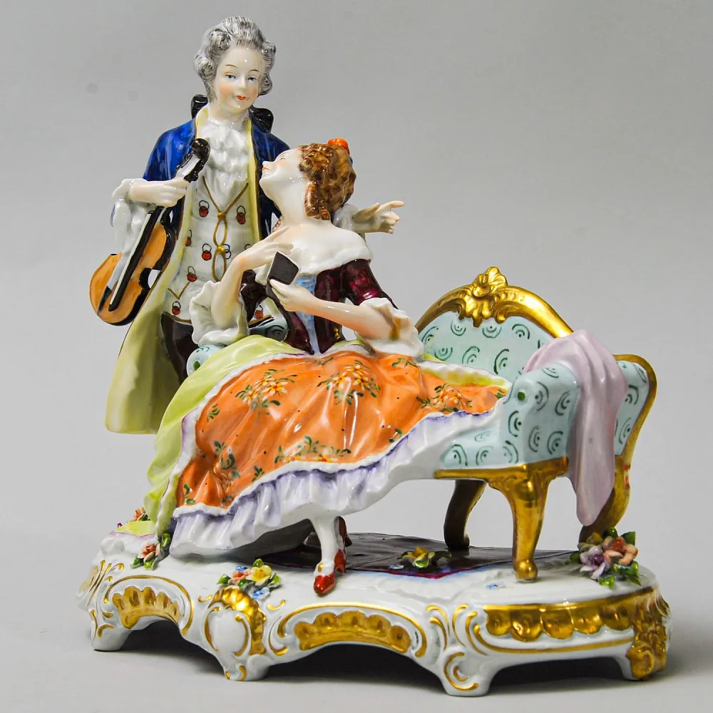 Коллекционная Фарфоровая Статуэтка «Музыкальный Дуэт», Unterweissbach 1958 - 1976 годы.