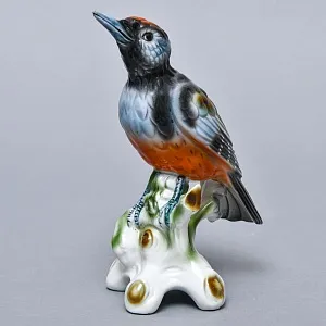 Коллекционная Фарфоровая статуэтка «Птица. ДЯТЕЛ», GEROLD Porzellan Германия. 