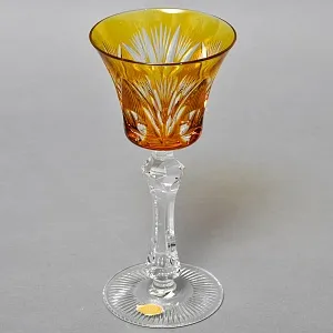 Антикварный Хрустальный Бокал для вина желтого цвета, Knittel FAKIRIS, Германия, 30-е гг. 