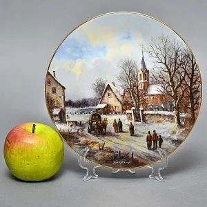 Коллекционная Фарфоровая тарелка «Деревня у озера», Tirschenreuth Германия - 1991 год. 