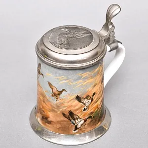 Коллекционная Пивная Кружка «Охота - Утки» с оловянной крышкой, Kaiser Германия -1979 год. 