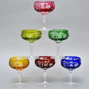 Набор 6-ть «Креманок» из Цветного Хрусталя серия «Виноград», NACHTMANN Германия, 60 -е годы.