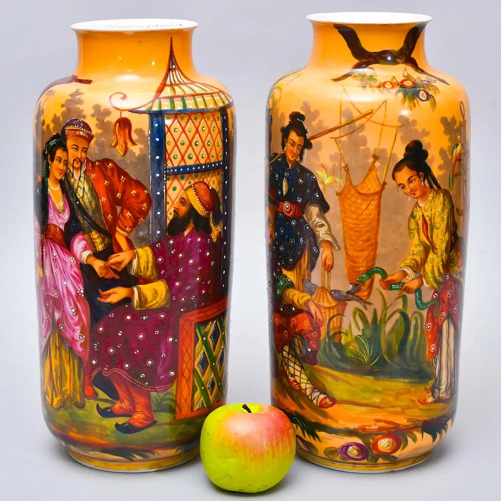 Редкие!!! Большие Антикварные Парные Вазы «Персидские мотивы», Франция VIEUX PARIS.