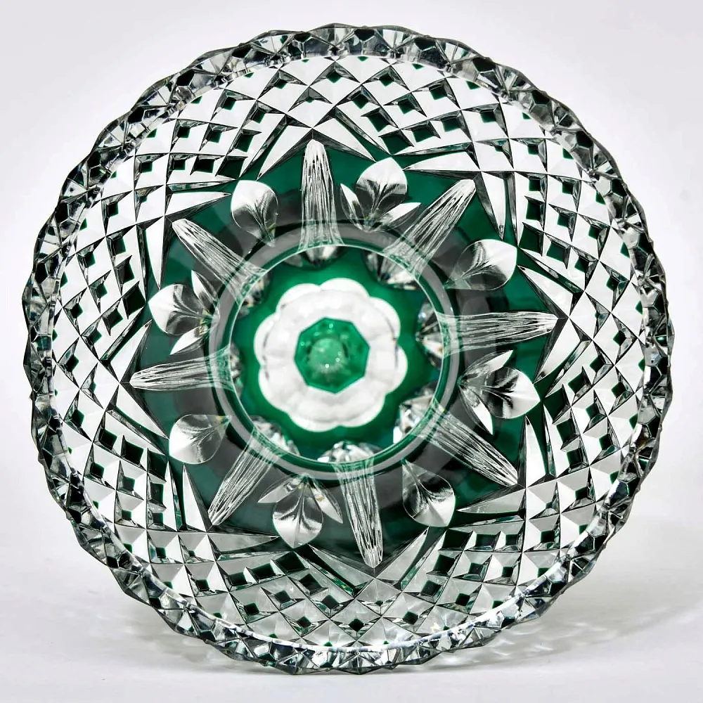 Редкость! Ваза на ноге Зелёного Цвета, Хрусталь VAL SAINT LAMBERT Бельгия 50гг.