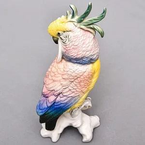 Птица - Фарфоровая статуэтка «Попугай Желто - Розовый Какаду» Н -19 см., Karl Ens Германия.