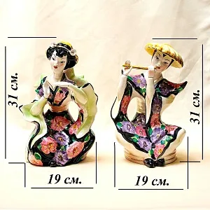 Парные Статуэтки «ДУЭТ - КИТАЙСКИЕ МУЗЫКАНТЫ», Фаянс CIA MANNA, Италия 70 гг.