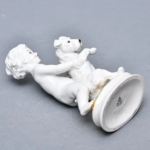 Антикварная Фарфоровая статуэтка «МАЛЬЧИК И ЩЕНОК», ROSENTHAL Германия - 1939 год.