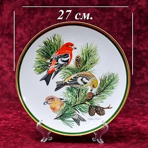 Коллекционная Тарелка - Блюдо «Клест Белокрылый» Фарфор, Franklin Porcelain США - 80-е гг..