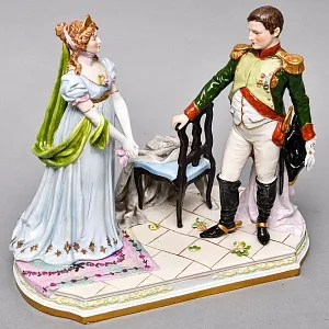 Коллекционная Фарфоровая статуэтка «Наполеон Бонапарт и Луиза Прусская» Scheibe-Alsbach Германия. 