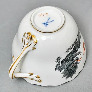 Коллекционная Кофейная пара «Серый Дракон», Фарфор, MEISSEN Германия, первая половина ХХ века.