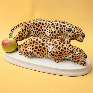 Редкость! Большая Фарфоровая Статуэтка «Два Ягуара На Охоте», Schwarzburger, Германия -1925 год.