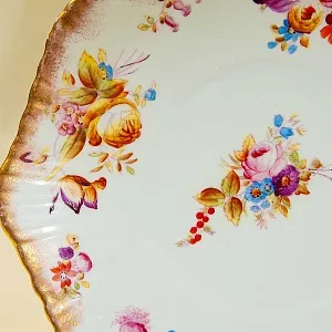 Антикварный Фарфоровый Десертный набор тарелок «Летний сад», Англия, конец ХIX - начало ХХ века.