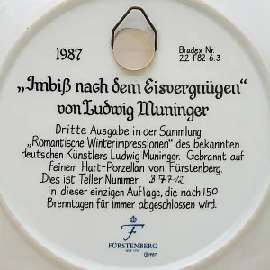 Коллекционная Тарелка «Трапеза на льду» Фарфор Furstenberg Германия -1987 год.