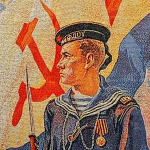 Агитационное Настенное Панно - Картина - Гобелен «Моряки! На страже Родины!» ВМФ СССР - 1978 год.