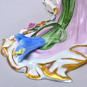 Фарфоровая Электрическая Лампа в стиле Арт-Деко «Девушка с Лилией», Литофания, PLAUE Германия.