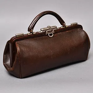 Старинная Дорожная Сумка - Саквояж, кожа, Западная Германия начало ХХ века.