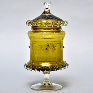 Антикварная Стеклянная Конфетница - Бисквитница - Доза, Германия конец XIX века. 