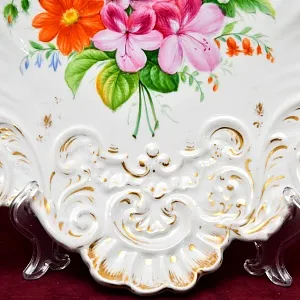 Антикварная Фарфоровая Тарелка - Блюдо «Летний букет с Ромашкой», Германия, конец ХIX - начало ХХ веков.