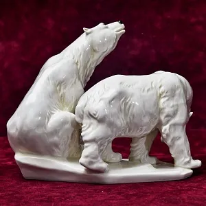 Антикварная Фарфоровая Статуэтка «БЕЛЫЕ МЕДВЕДИ», Karl Ens / Карл Энс, первая половина ХХ века.