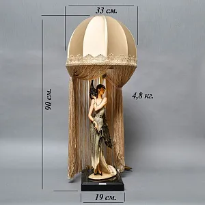 Редкость! Настольная Электрическая Лампа - Светильник «Дама с Павлином», Florence Италия -1987 год.