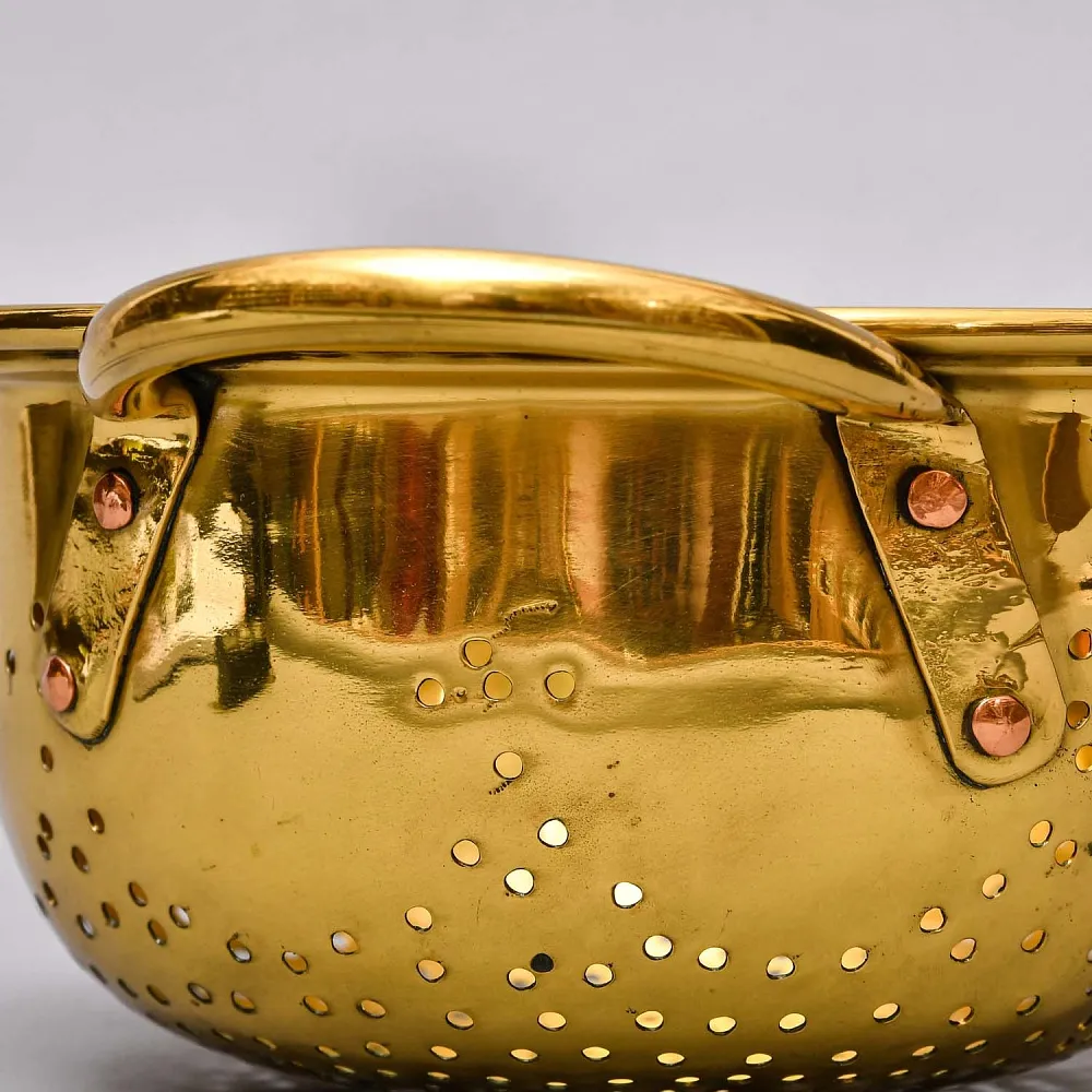 Антикварный Глубокий Латунный Дуршлаг - Сито - Сотейник Франция начало ХХ века.